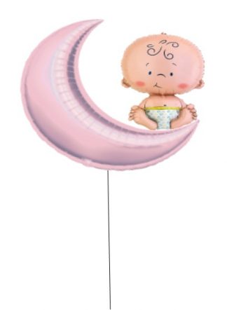Baby on pink moon