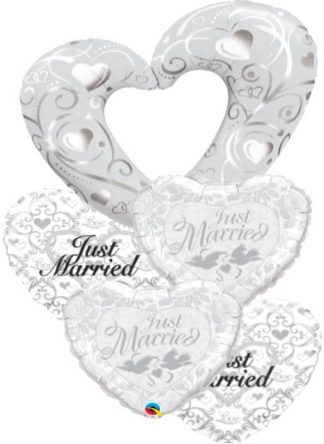Just Married Wedding Heart Bouquet