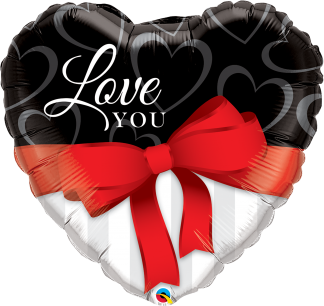 Love You Red Ribbon 36" Foil Heart balloon