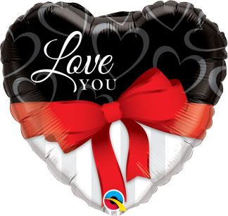 Love You Red Ribbon Heart 18" foil balloon