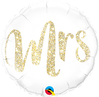 Mrs. Glitter Gold round 18" foil balloon