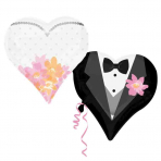 Wedding couple hearts 30" supershape foil balloon