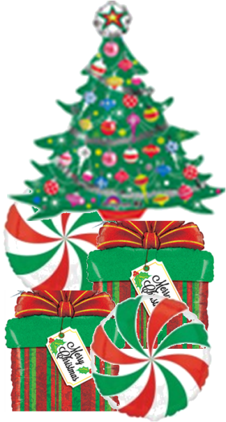 Christmas Tree and Gifts Foil Balloon Bouquet