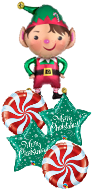 Elf & Candy Swirls Foil Balloon Bouquet