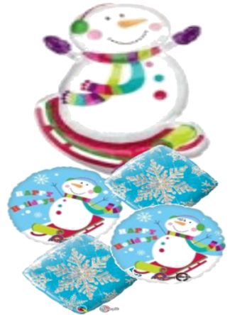 Sledging Snowman Foil Balloon Bouquet