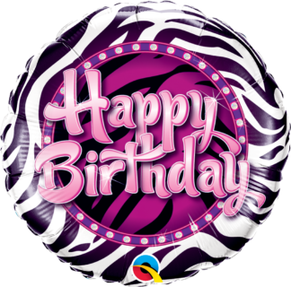 Happy Birthday 18" Pink Zebra foil