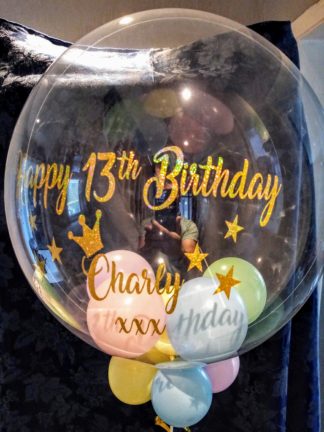 24" personalised Deco Bubble with Coloured Latex