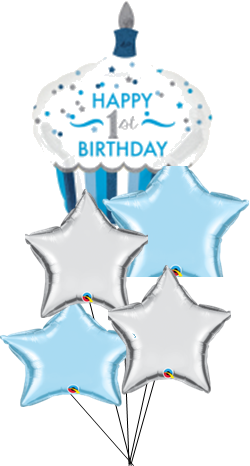 1st Birthday Blue Cupcake Bouquet